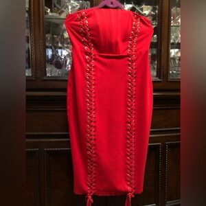 🔥Fire Red Dress with twin tied Laced front